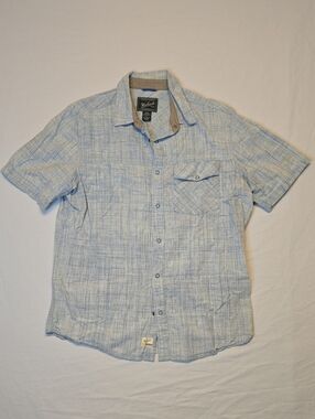Woolrich Pale Blue Two Tone Short Sleeve Button Down Casual Shirt